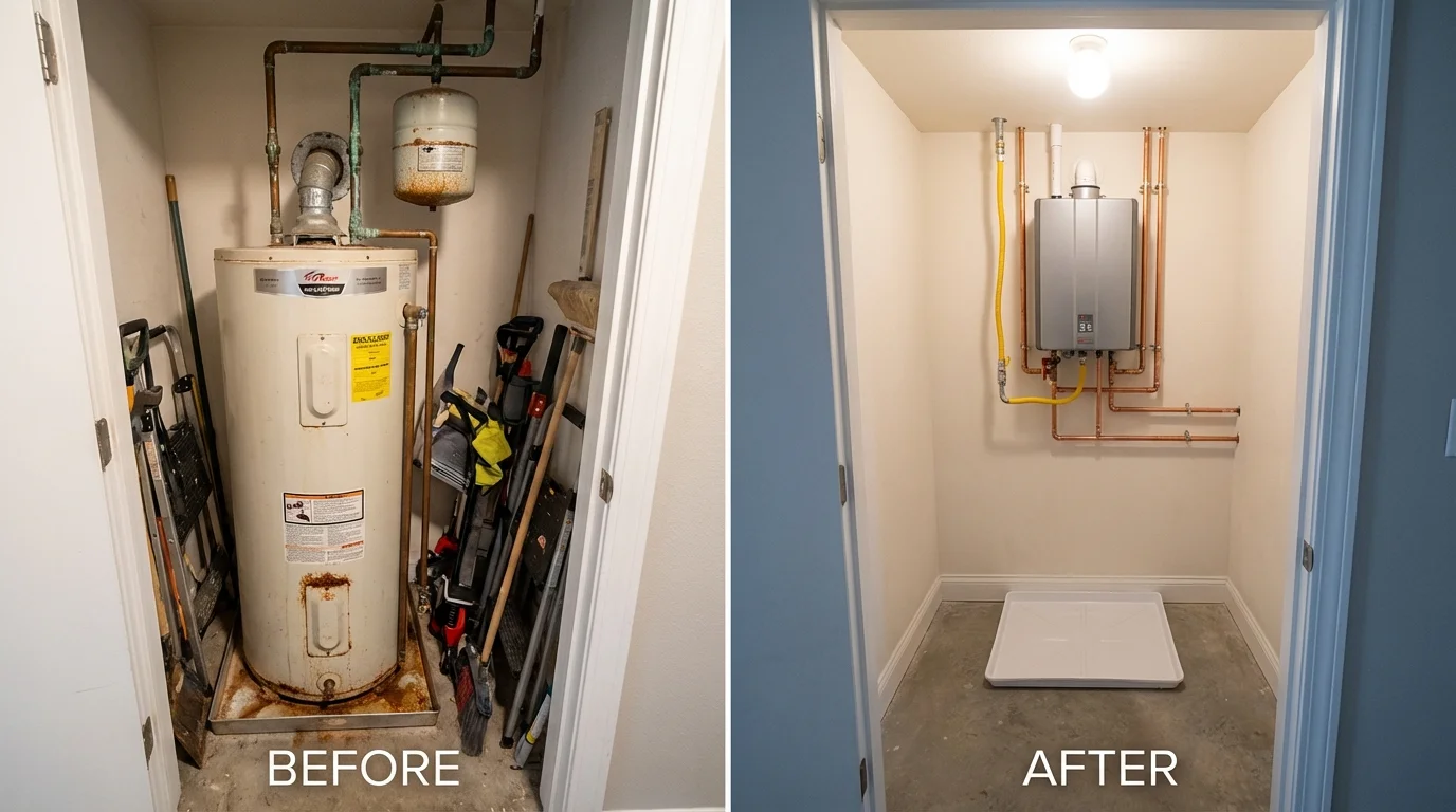 Tank water heater versus wall-mounted tankless unit comparison for Brundidge, AL homeowners
